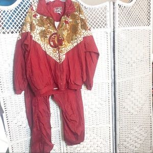 Super Cute Vintage Baroque Windbreaker red & gold